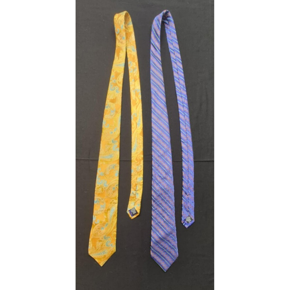 2 Ted Baker London‎ 100% slik ties, 1 purple pattered & 1 yellow patterned USA